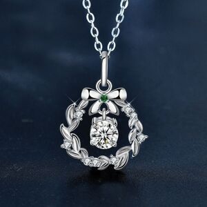 925 Sterling Silver Moissanite Christmas Reef Pendant Necklace